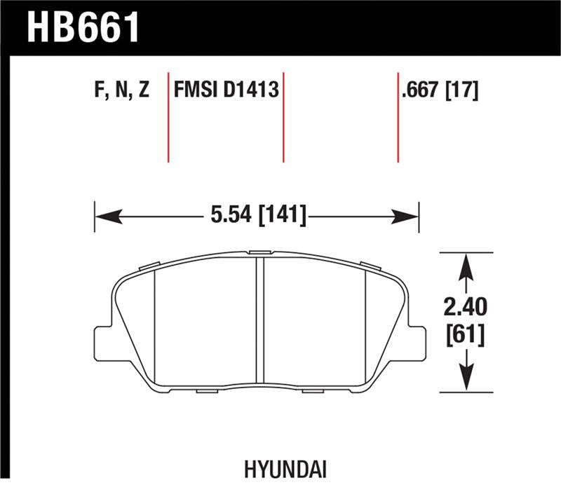 Hawk 10 Hyundai Genesis Coupe (w/o Brembo Breaks) HPS Street Front Brake Pads