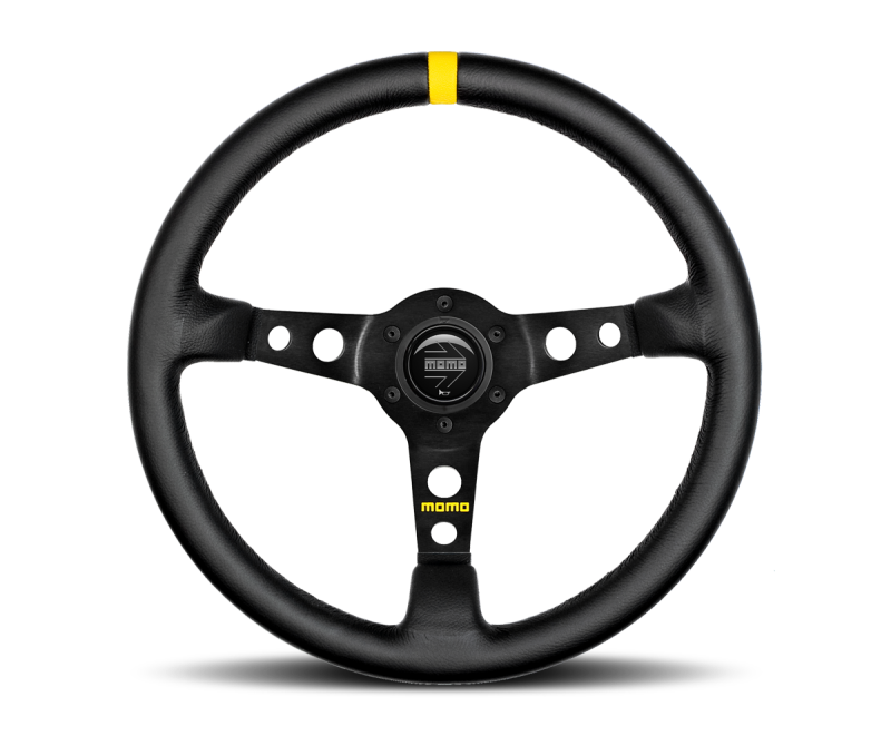Momo MOD07 Steering Wheel 350 mm - Black Leather/Black Spokes/1 Stripe