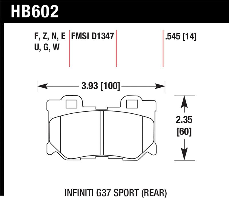 Hawk 10-11 Infiniti FX50 / 09-10 G37 / 09-10 Nissan 370Z DTC-60 Race Rear Brake Pads
