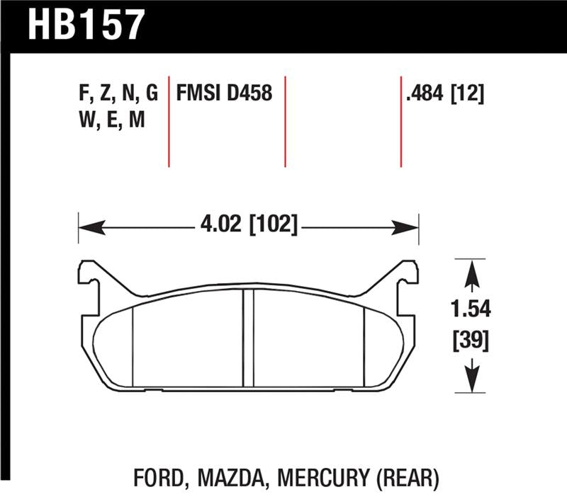 Hawk 91-96 Ford Escort GT / 90-93 Mazda Miata DTC-60 Rear Race Brake Pads