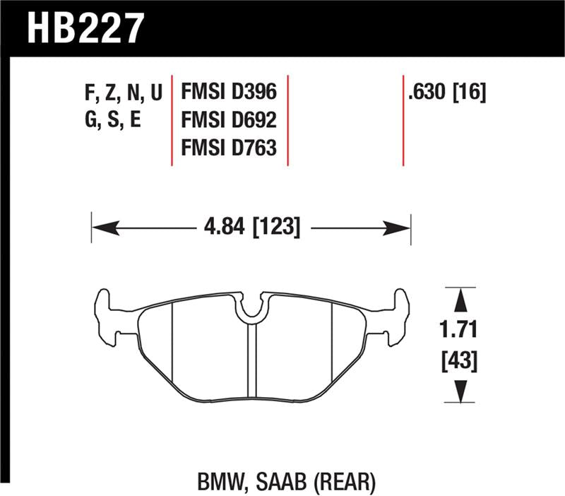 Hawk BMW 3/5/7 Series / M3 / Z3 / Z4  Race Blue 9012 Rear Brake Pads