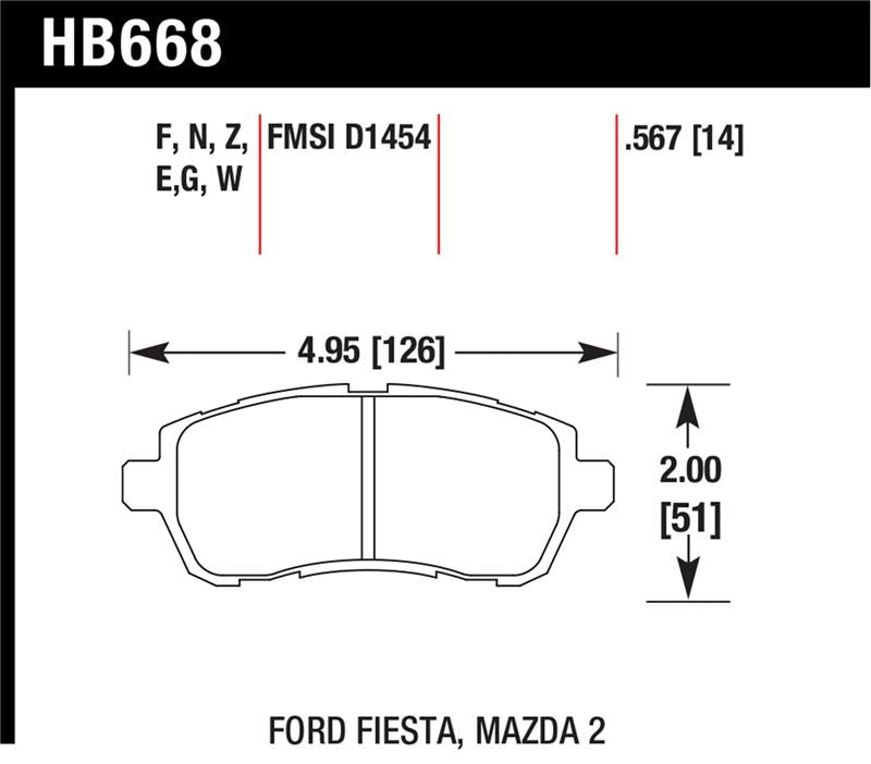 Hawk 11-12 Ford Fiesta S/SE/SEL / 11-12 Mazda 2 Sport/Touring DTC-60 Front Race Brake Pads