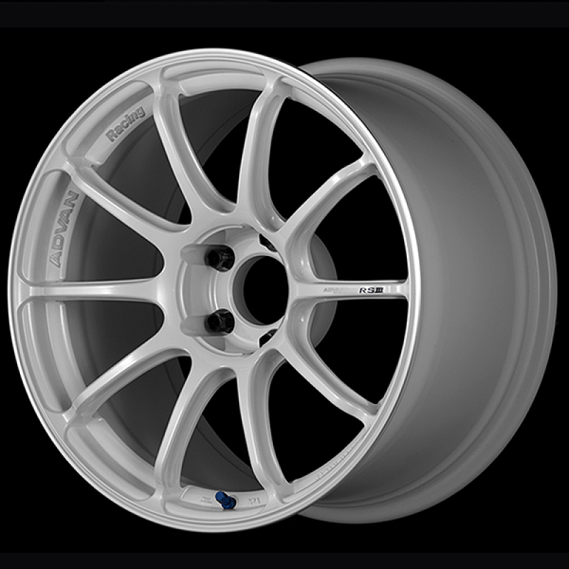 Advan RSIII 18x8.5 / +38 Offset / 5-114.3 / 73mm Bore / Racing White Metallic & Ring