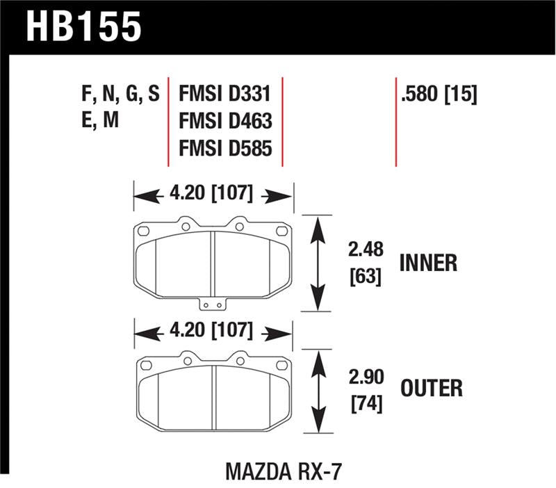 Hawk 86-95 Mazda RX-7 DTC-60 Race Front Brake Pads