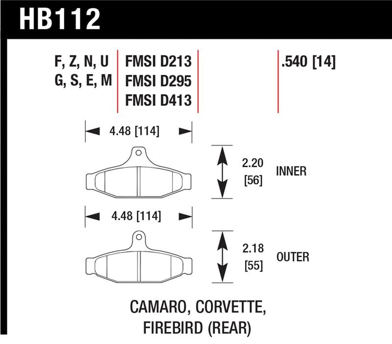 Hawk 84-96 Corvette /88.5-97 Pontiac Firebird HP+ Street Rear Brake Pad
