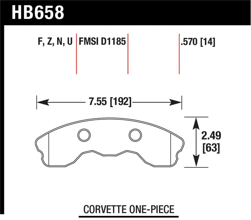 Hawk 2010-2013 Chevy Corvette Grand Sport (One-Piece Pads) High Perf. Street 5.0 Front Brake Pads