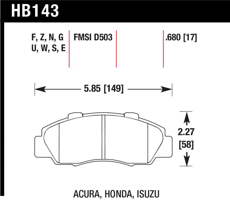 Hawk 97-01 Honda Prelude HP+ Street Front Brake Pads