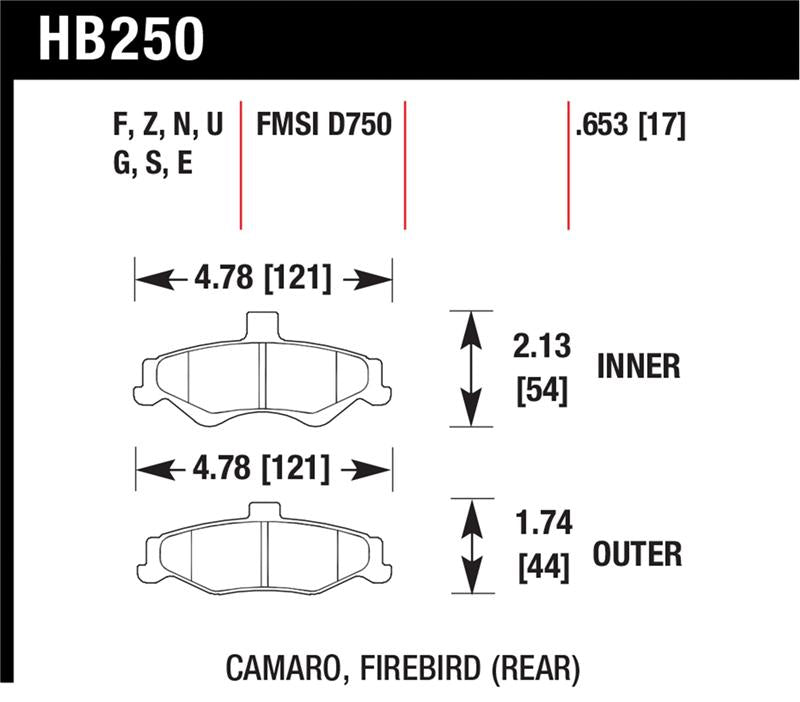 Hawk 98-02 Chevrolet Camaro 5.7L/3.8L / 98-02 Pontiac Firebird 5.7L/3.8L  HPS Street Rear Brake Pads