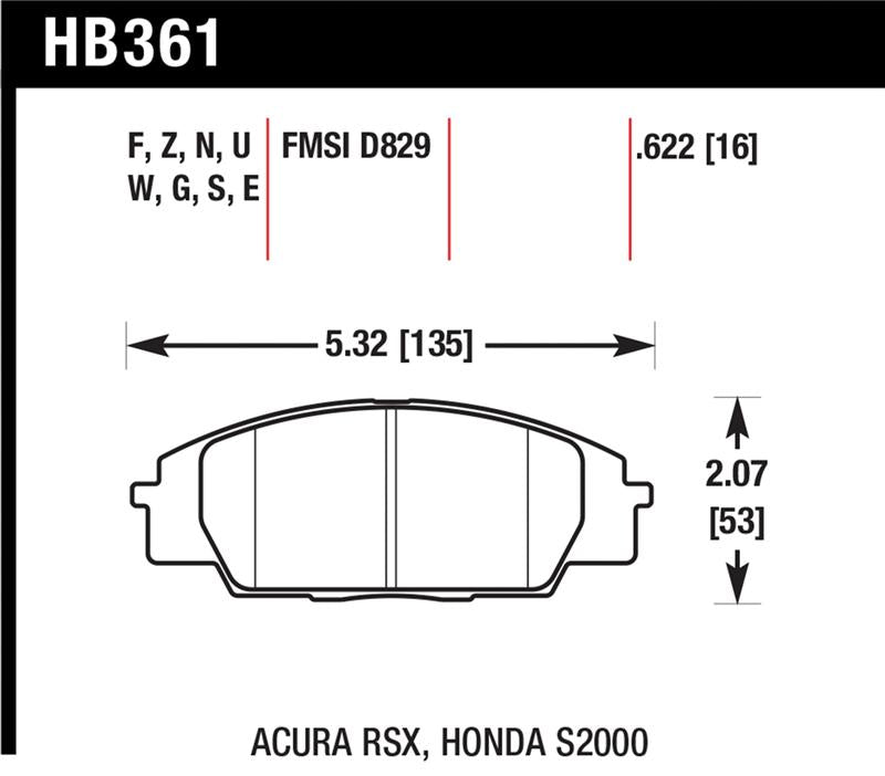 Hawk 02-06 Acura RSX Type S / 06-11 Honda Civic Si Coupe / 00-09 S2000 DTC-30 Race Front Brake Pads