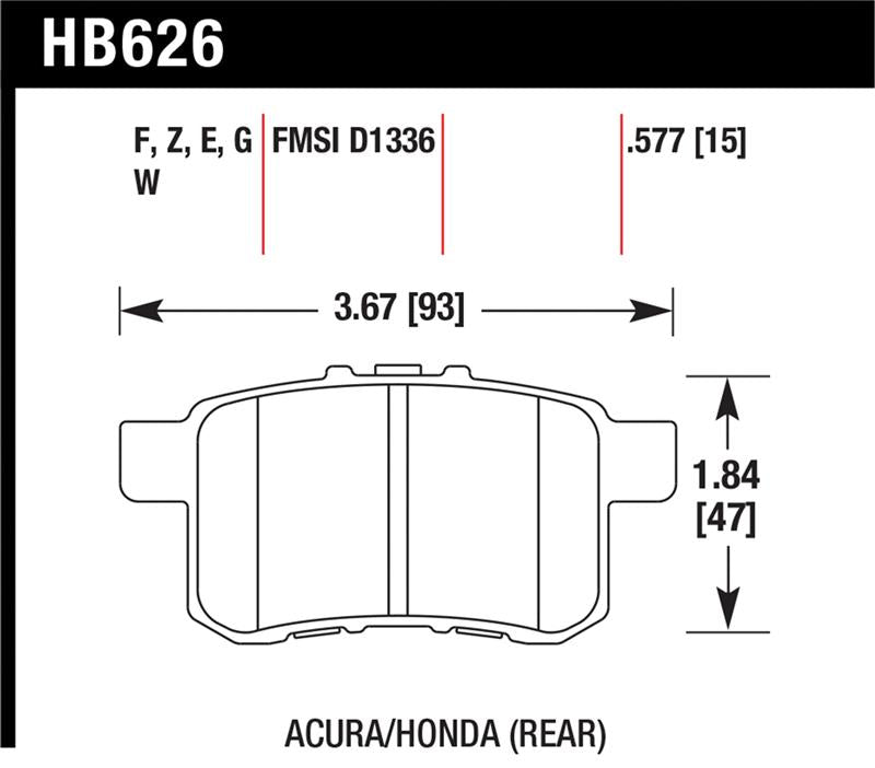 Hawk 08-10 Honda Accord 2.4L/3.0L/3.5L / 09-10 Acura TST 2.4L HPS Street Rear Brake Pads