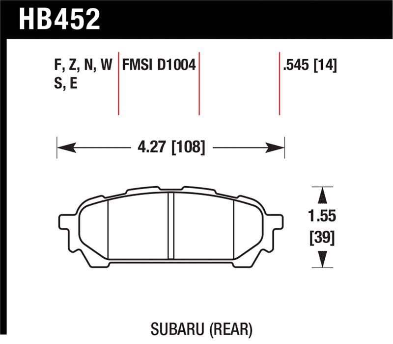 Hawk 2006-2006 Saab 9-2X 2.5i HPS 5.0 Rear Brake Pads