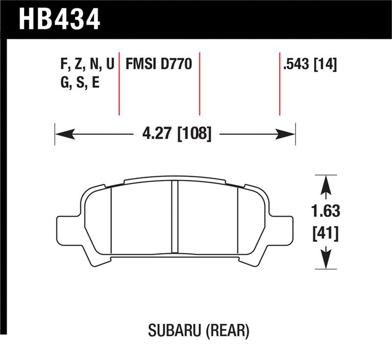 Hawk 02-03 WRX / 05-08 LGT D770 Performance Ceramic Street Rear Brake Pads