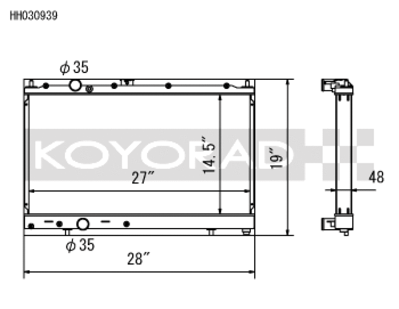 Koyo 97-00 Mitsubishi Evolution 4/5/6 Turbo (MT) Radiator (For use with 03-07 Evo Fan Shroud ONLY)