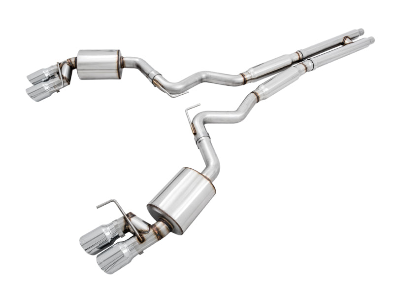 AWE Tuning 2018+ Ford Mustang GT (S550) Cat-Back Exhaust - Touring Edition (Quad Chrome Silver Tips)