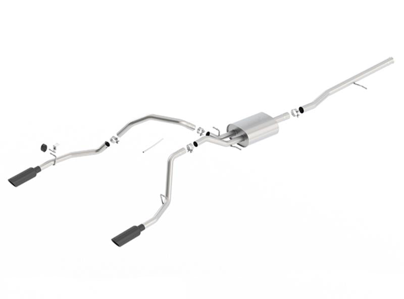 Borla 14 Silv/Sierra 1500 C/B Touring Exh/2.75in in muff 2.25inout 4inTIp SS Rear Exit-Black Chrome