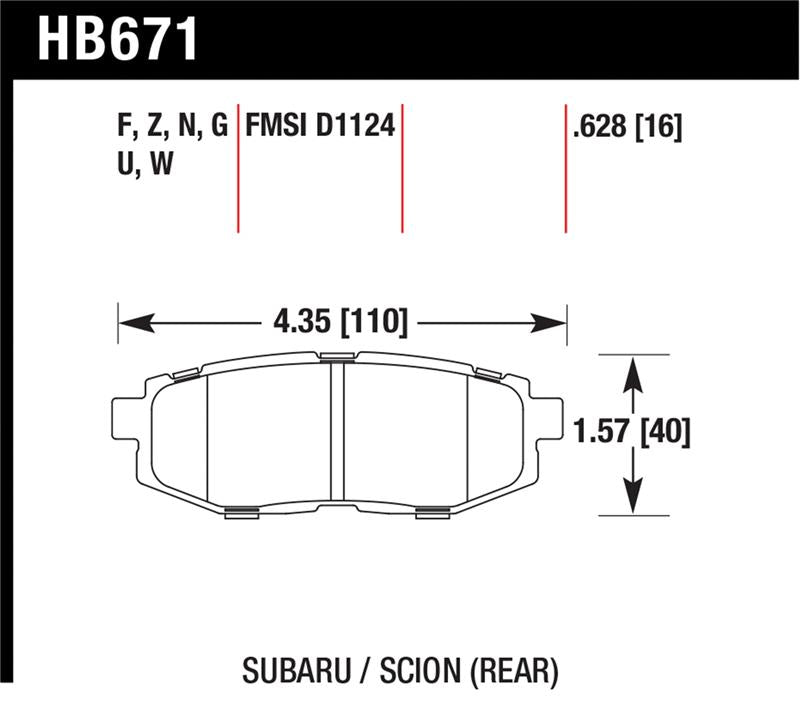 Hawk 13 Scion FR-S / 13 Subaru BRZ/10-12 Legacy 2.5 GT/3.6R DTC-70 Race Rear Brake Pads