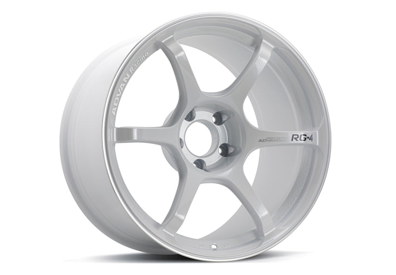 Advan RG-4 18x9.5 +25 5x112 Racing White Metallic and Ring Wheel