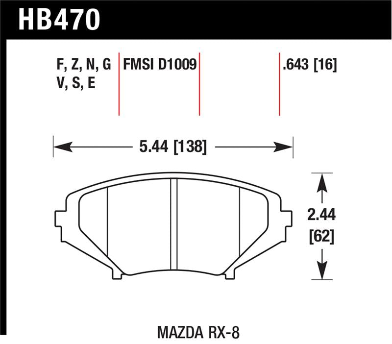 Hawk 04-09 RX8 HP+ Street Front Brake Pads (D1009)