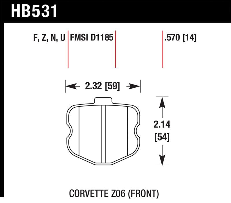 Hawk 06-10 Chevy Corvette (OEM Pad Design) Front HPS Sreet Brake Pads