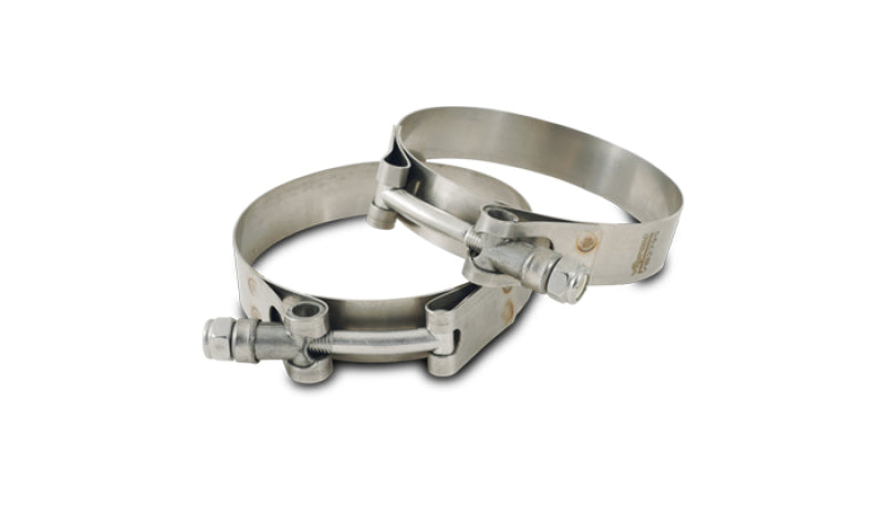 Vibrant SS T-Bolt Clamps Pack of 2 Size Range: 1.89in to 2.10in O.D.