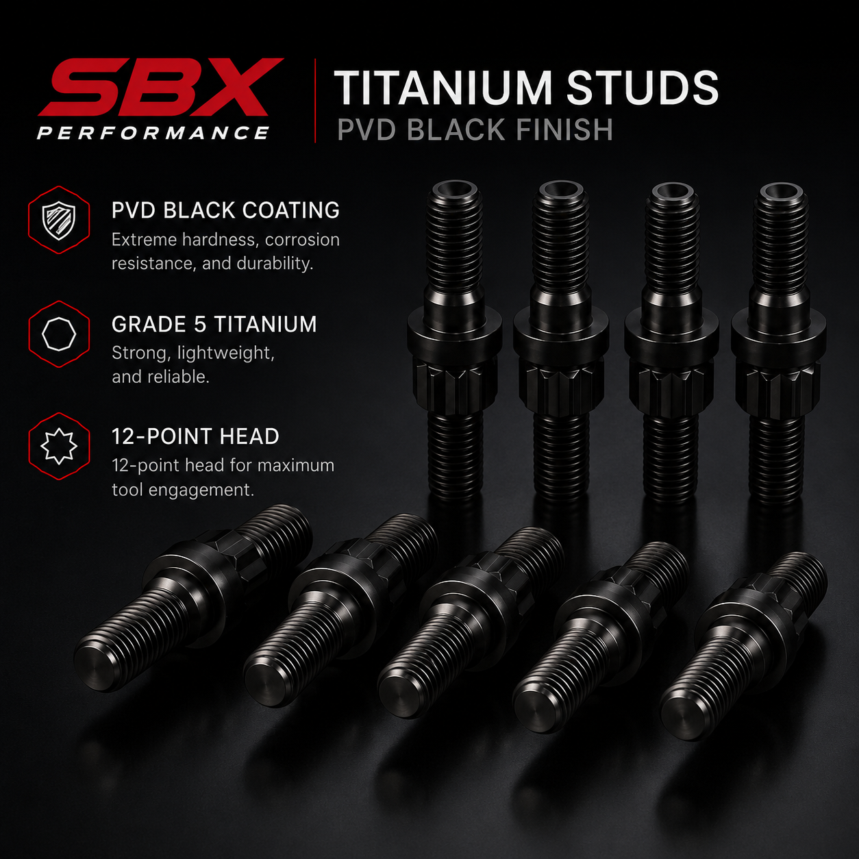 SBX PVD Black Titanium Stud Kit