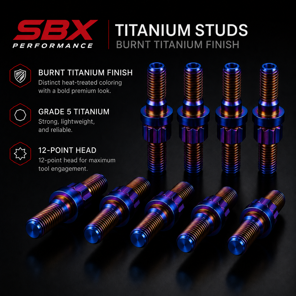 SBX Burnt Titanium Stud Kit