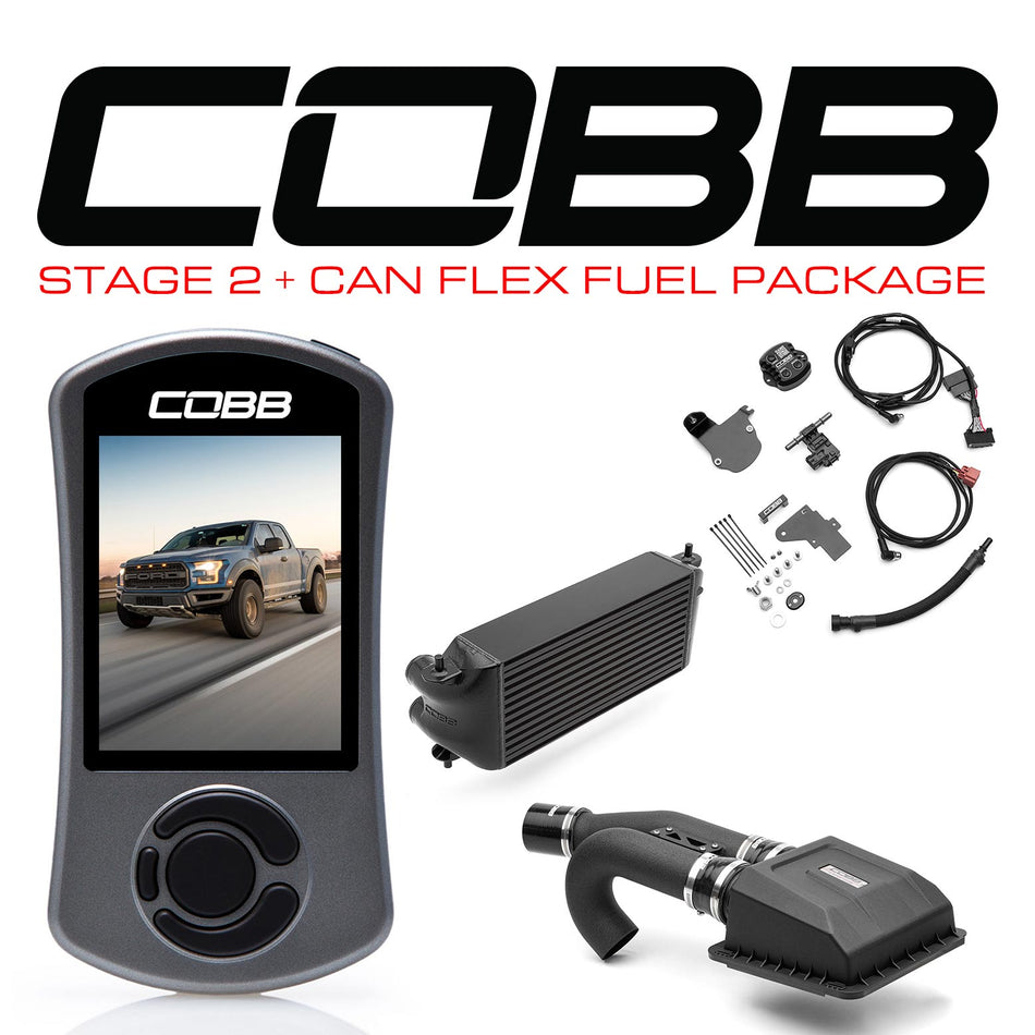 Cobb 17-20 Ford F-150 Ecoboost Raptor Stage 2+ CAN Flex Fuel Power Pkg (OE Loc I/C) - Black