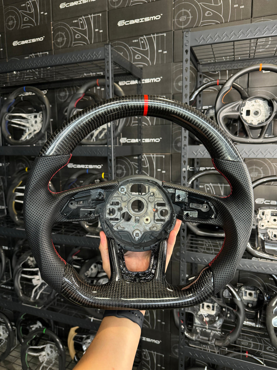 [Media/Test] Audi (2022+ B9 Wheel) - Sport - Gloss Carbon - Perforated Leather - Red Stitching - Red Stripe