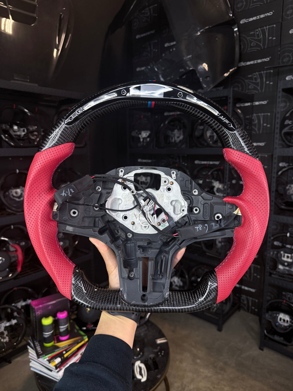 [Media/Test] BMW G-Series (M Performance Wheel) - Classic RPM LED - Gloss Carbon - Red Perforated Leather - BMW M Colors Stitching - BMW M Colors Stripe (Heated)