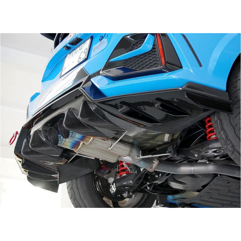 J's Racing Rear Diffuser (Carbon Fiber) with J's Racing Under Spoiler (FRP) - Honda Civic Type R FK8 17-21