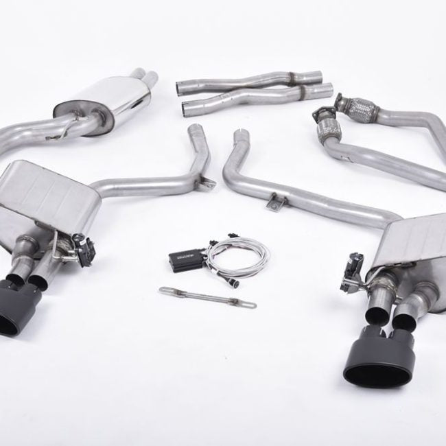 Milltek Valved &amp; Resonated Catback Exhaust System w/ Cerakote Black Tips for B8 Audi S4 and S5 Cabriolet