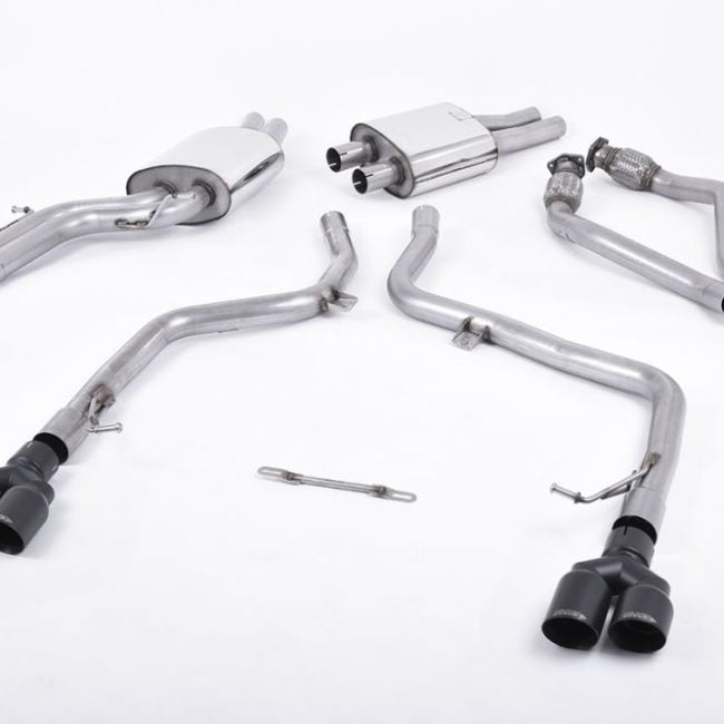 Milltek Resonated Race Catback Exhaust System w/ Cerakote Black Tips for B8 Audi S4 &amp; S5 Sportback