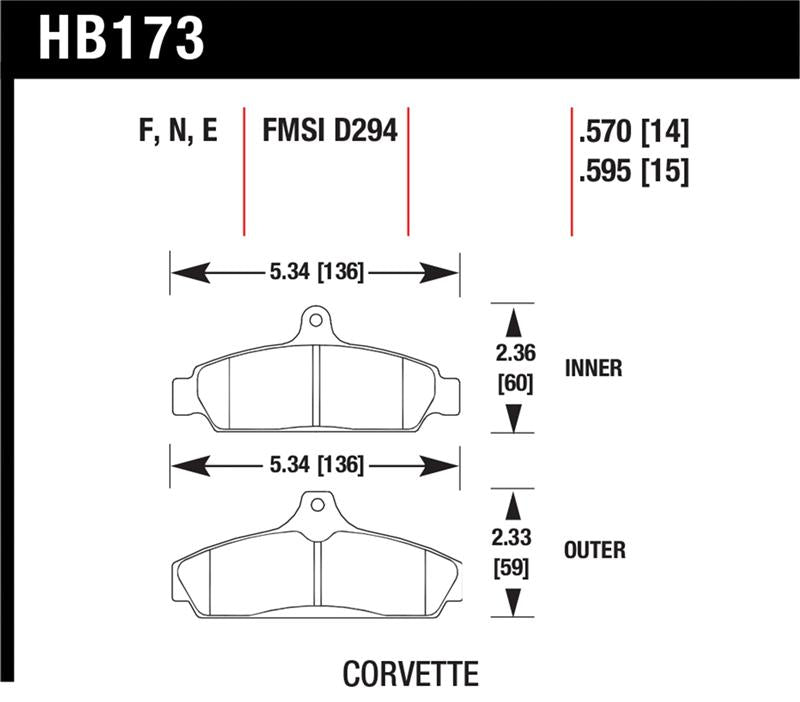 Hawk 84-87 Chevy Corvette 5.7 HPS Street Front Brake Pads
