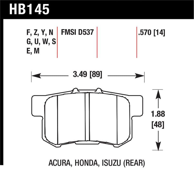Hawk 1997-1997 Acura CL 2.2 HPS 5.0 Rear Brake Pads