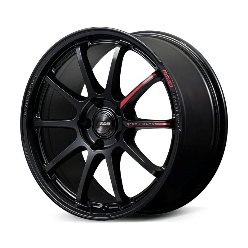 Gram Lights 57NR LIMITED II 18x8.5 +45 5-112 Semigloss Black Wheel w/ Black Cap/Stickers/Air Valve