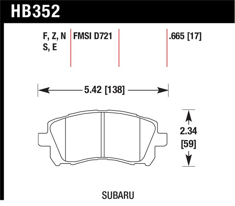 Hawk 02-03 WRX / 98-01 Impreza / 97-02 Legacy 2.5L / 98-02 Forester 2.5L D721 HPS Street Front Brake
