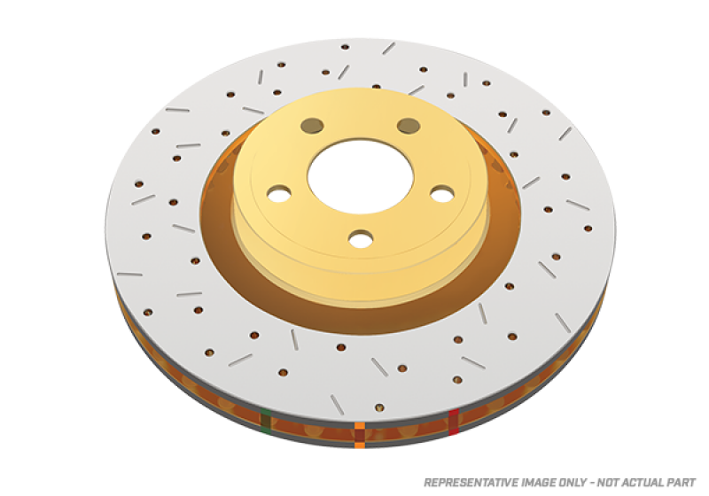 DBA 13-14 Ford Mustang Shelby GT500 8 Cyl Front 4000 Series Drilled & Slotted Rotor w/Black Hat