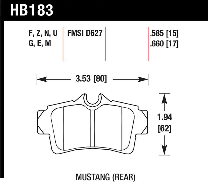 Hawk 2001-2001 Ford Mustang Bullitt 4.6 HPS 5.0 Rear Brake Pads
