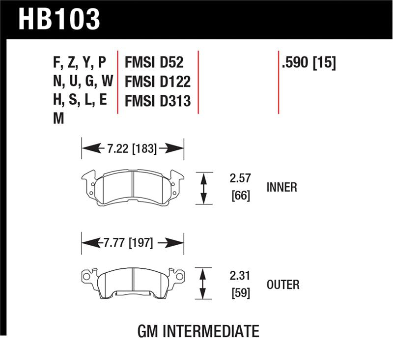 Hawk 76-77 Chevrolet Camaro LT / 72 Camaro Z28 / 69-81 Camaro Black Race Front Brake Pads