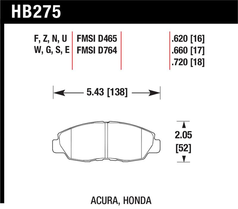 Hawk 98-00 Civic Coupe Si / 01-06 Civic DX EX GX HX LX HP+ Street Front Brake Pads