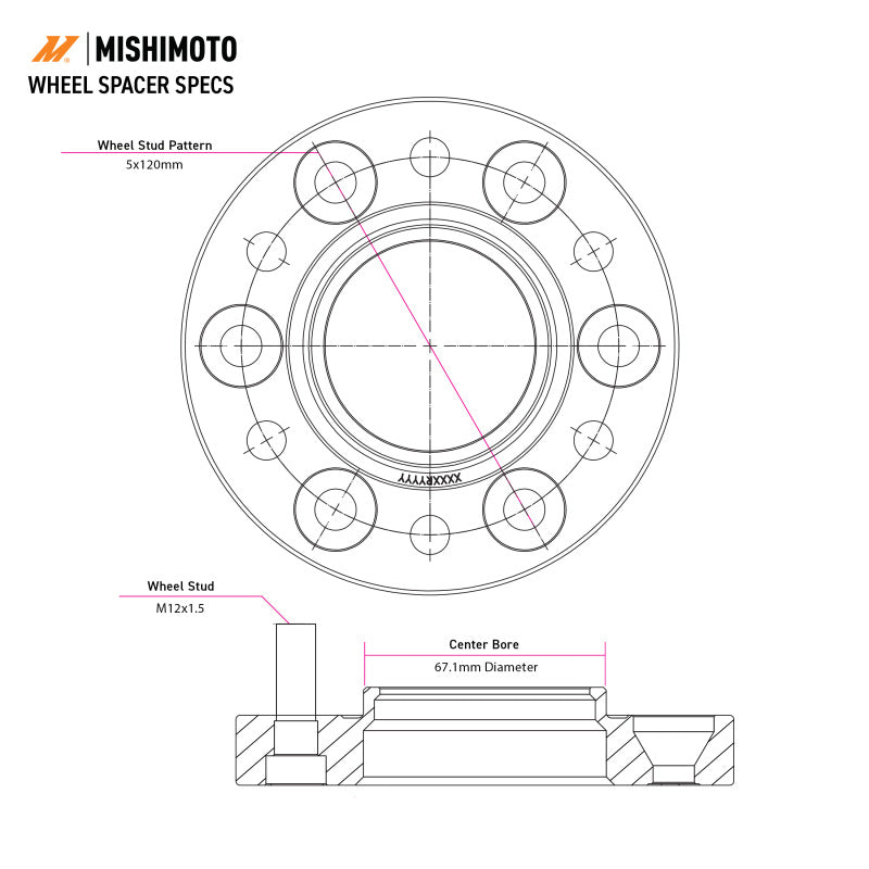 Mishimoto Wheel Spacers - 5x114.3 - 66.1 - 40 - M12 - Black