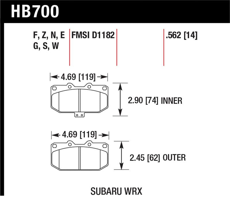 Hawk 06-07 Subaru WRX Blue 9012 Front Race Pads