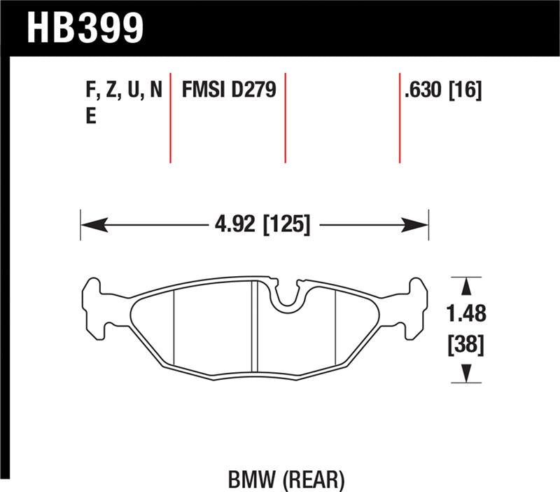 Hawk 84-4/91 BMW 325 (E30) HPS Street Rear Brake Pads