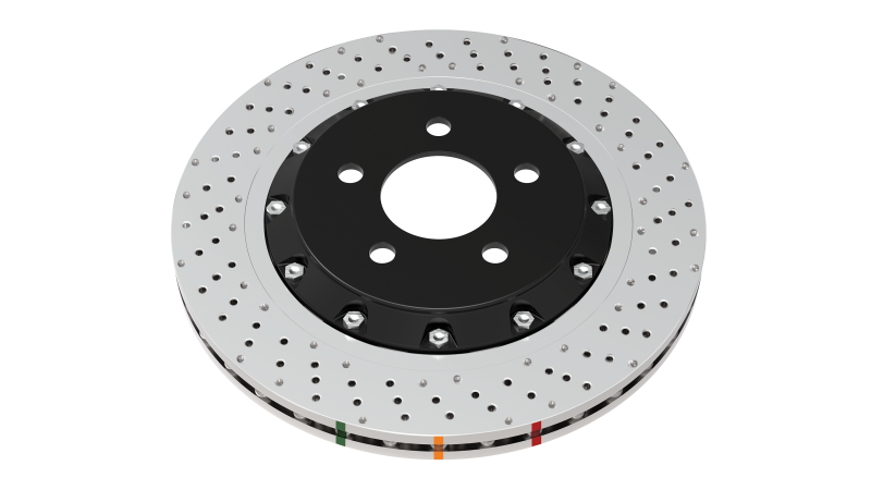 DBA 09-11 Volkswagen CC VR6 3.6L Front 5000 Series 2-Piece Cross Drilled Wavey Rotor w/Black Hat