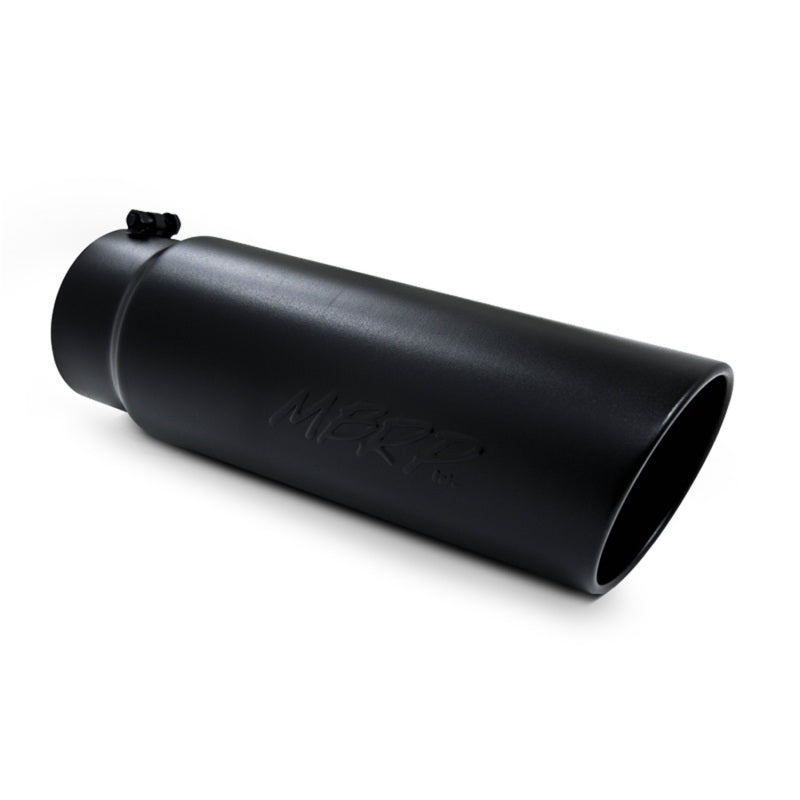 MBRP Universal Tip 6in OD Angled Rolled End 5in Inlet 18in Length Black Finish Exhaust