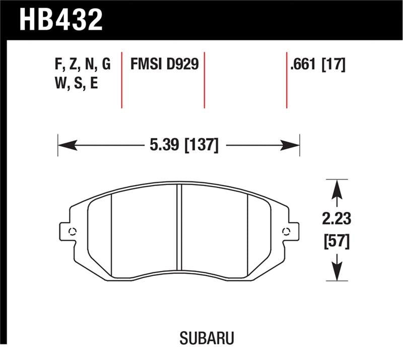 Hawk 03-05 WRX / 08 WRX D929 Performance Ceramic Street Front Brake Pads