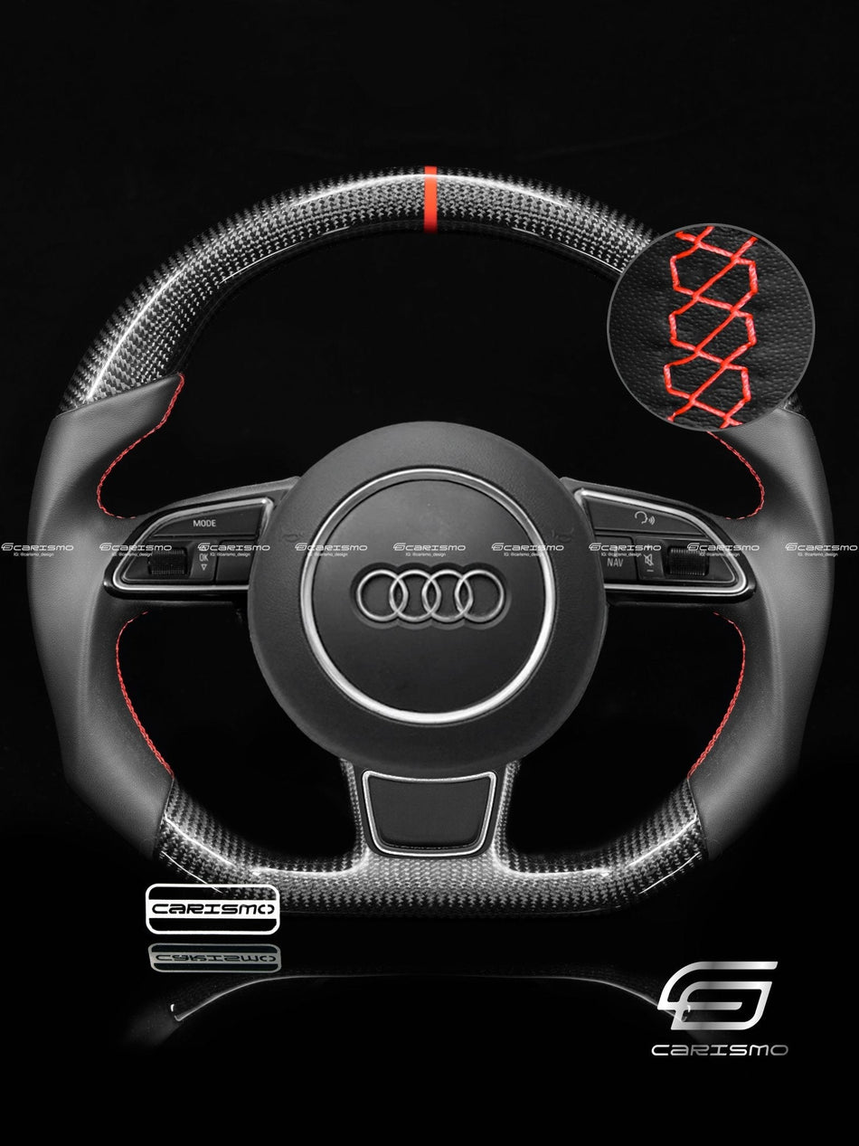 Carismo Steering Wheel For Audi (B8.5 Wheel) - Sport - Gloss Carbon - Smooth Leather
