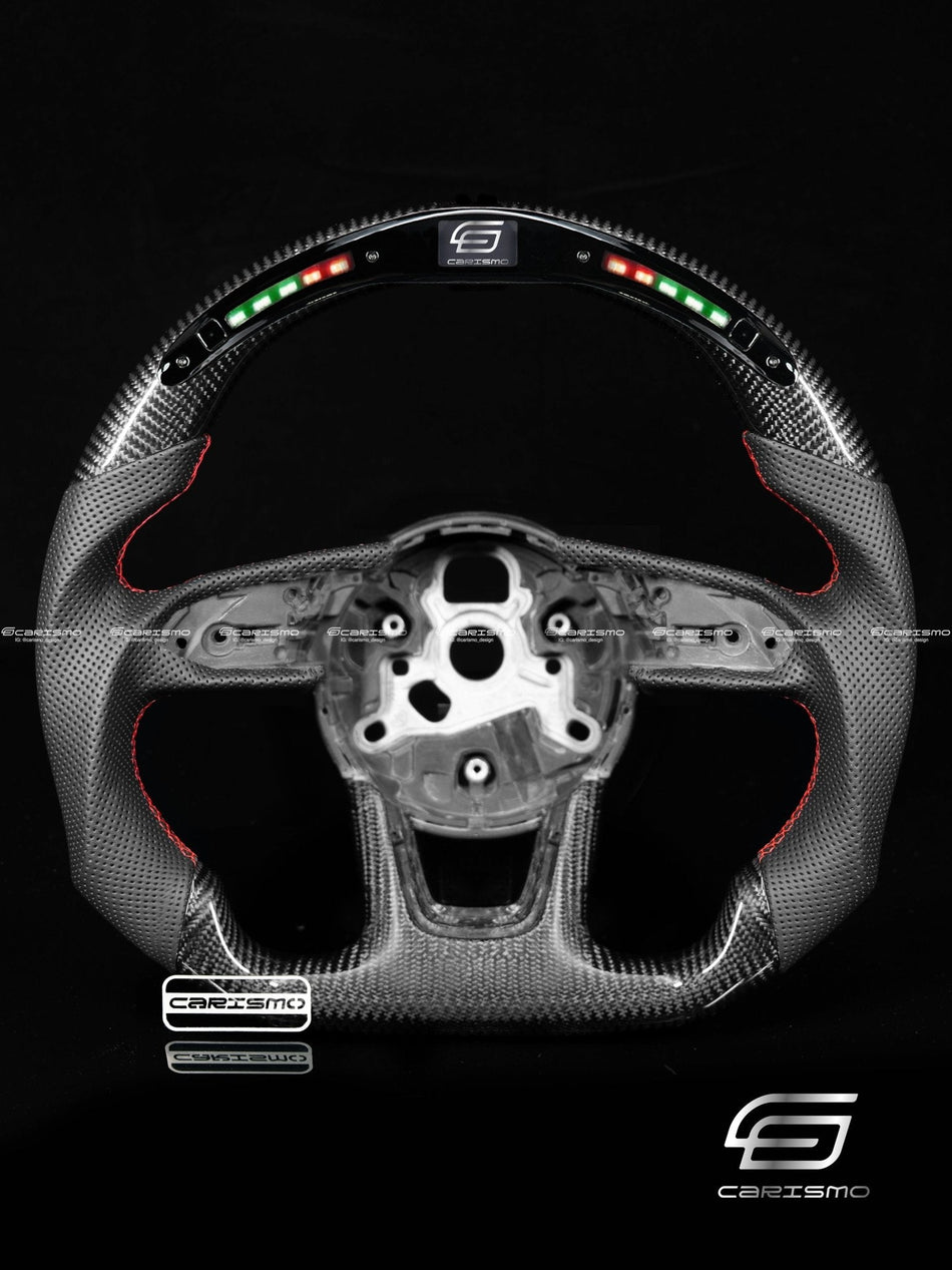 Carismo Steering Wheel For Audi (B9 Wheel) - Classic RPM LED - Gloss Carbon - Perforated Leather