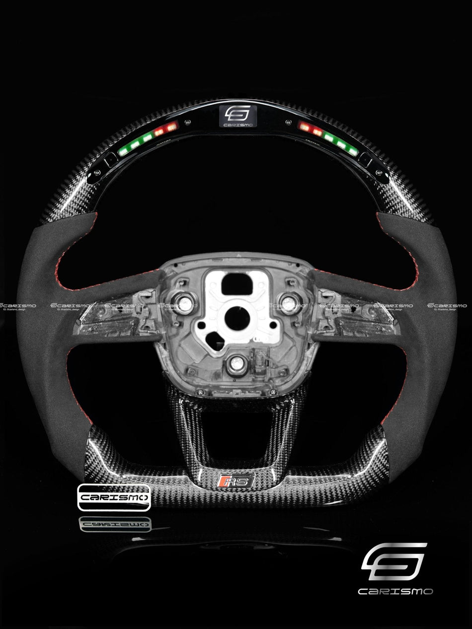 Carismo Steering Wheel For Audi (B9.5 Wheel) - Classic RPM LED - Gloss Carbon - Alcantara