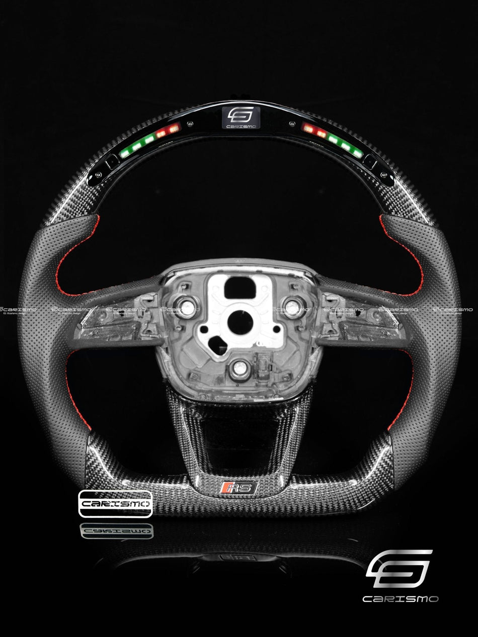Carismo Steering Wheel For Audi (B9.5 Q Wheel) - Classic RPM LED - Gloss Carbon - Perforated Leather